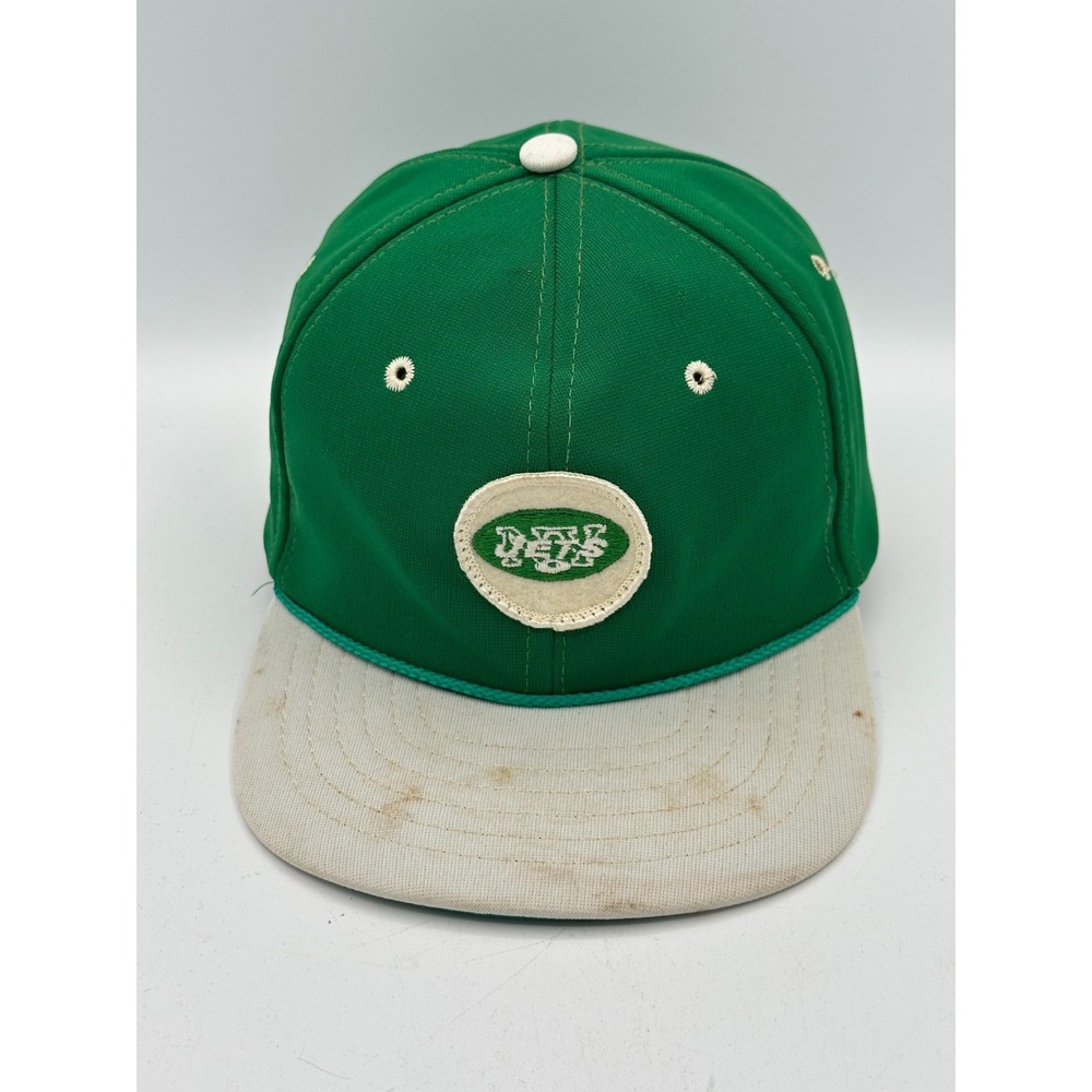 Vintage 70s 80s New York Jets NFL Snapback Hat Green White Rope Cap Large